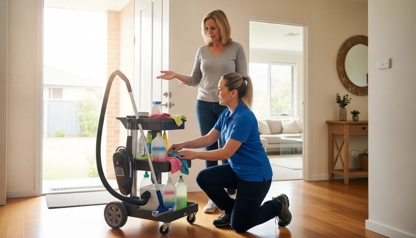 Cleaning professionals working together in a bright Oklahoma home