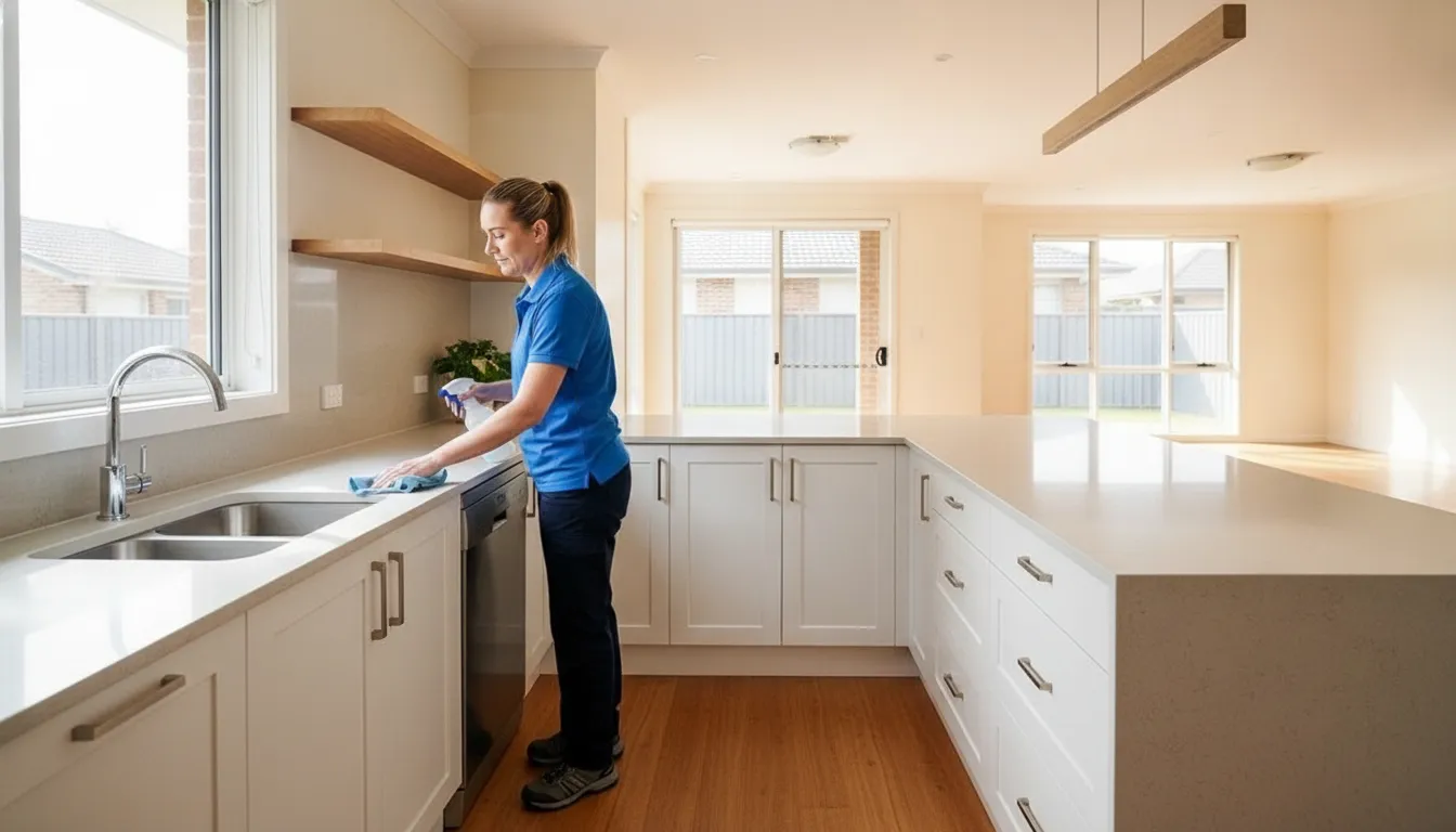 Move in cleaning of an empty kitchen before unpacking